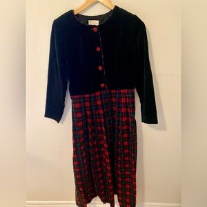 Vintage Susan Bristol Tartan Velvet Dress
